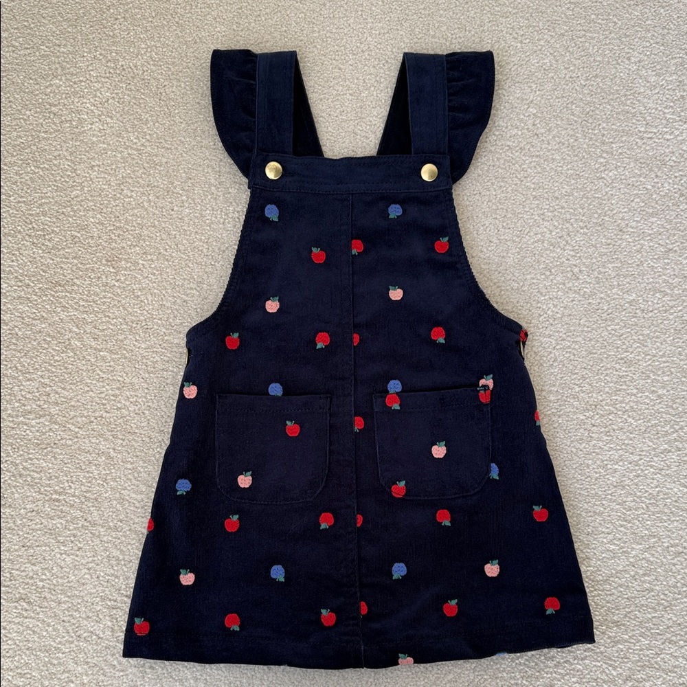 NWOT! cupcakes & cashmere Apple-Embroidered Corduroy Pinafore